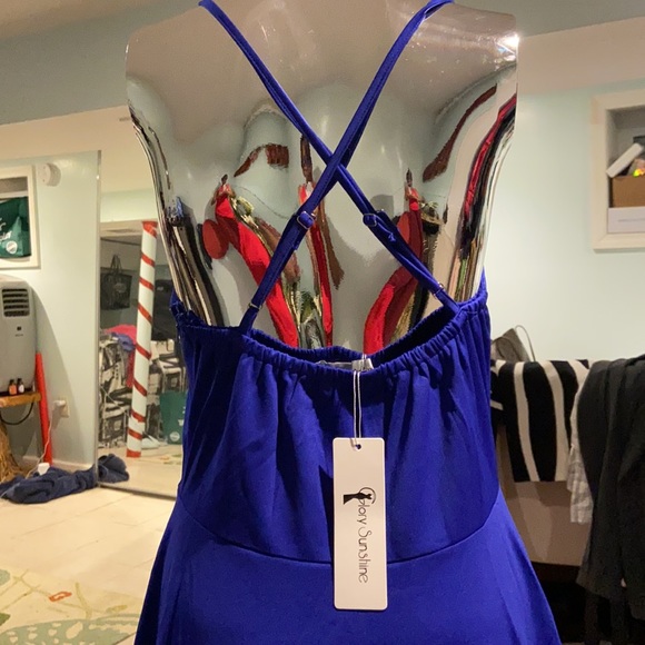 Royal Blue V Neck Spaghetti Strap. - Picture 2 of 6